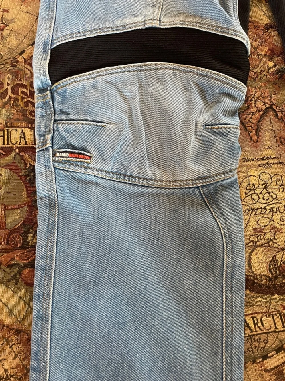 ICON Men's Light Blue Jeans with Black Reinforced Panels for riding - Picture 4 of 9